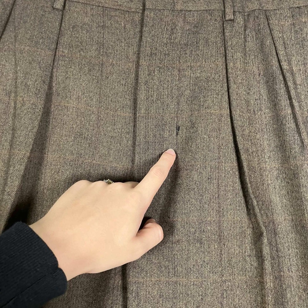 Vintage Brooks Brothers Dress Pants Mens 36x32 Brown Wool Pleated Windowpane USA - Picture 4 of 16